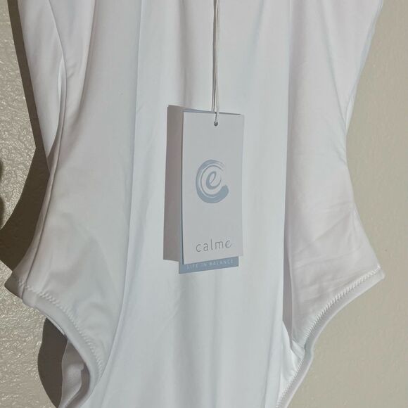NWT Johnny Was Calme Tank One Piece Swimsuit Bright White Small - Picture 5 of 11